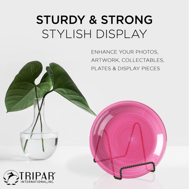 Tripar Decorative Twisted Wire Stand  Black Display (4 Inch Depth) - Tabletop Display - Handcrafted Square Edge Design for Sleek & Modern Look - Perfect for Kitchen Cookbooks  Plates  Photos & More - Image 5